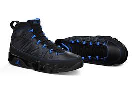 Black bottom Jordan 9s